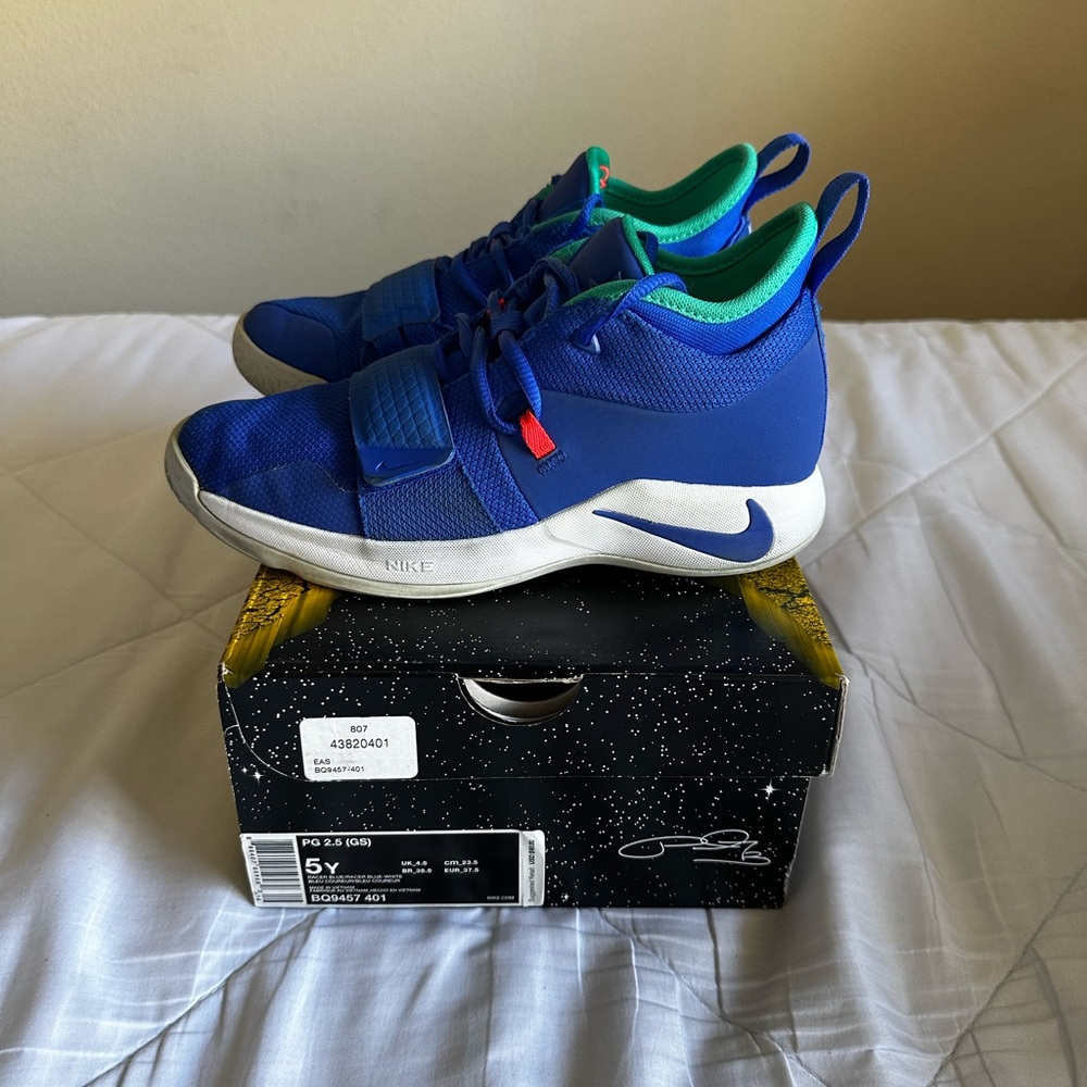 Nike Paul George Kids Blue and Green Sneakers
